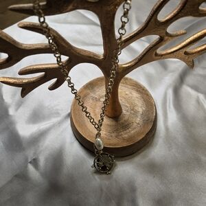 J. CREW Necklace - Costume Gold  Jewelry with Pearl Pendant 19" Length